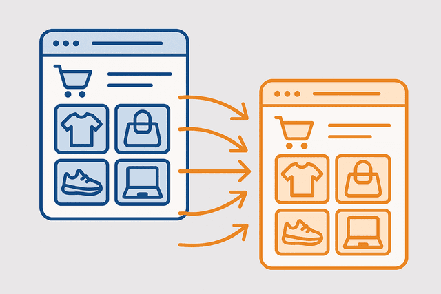 Product catalog data flowing from one e-commerce platform to another